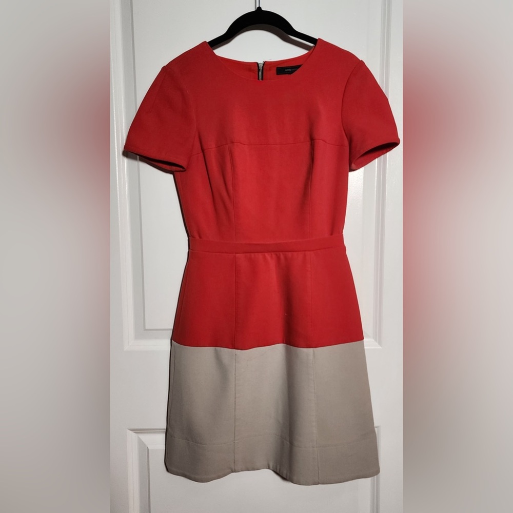 Bcbg Maxazria Dress Size 0 Red Tan